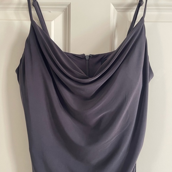 Guess Asymmetrical Cowl Neck Charcoal Dress Rushed Straps - Picture 6 of 13